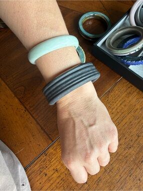 Handmade Ceramic Bangle in Matte Gunmetal Glaze